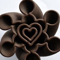 3D Chocolate Print - Spiralling Heart Clover, Top